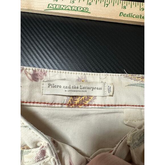 Anthropologie Floral Boot Cut Jeans - Cream and Brown - Picture 3 of 13